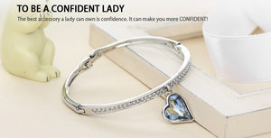 Crystal & Rhinestone Love Charm Bangle Bracelet