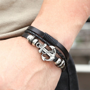 2020 New Fashion Anchor Multi-layer Leather Bracelet