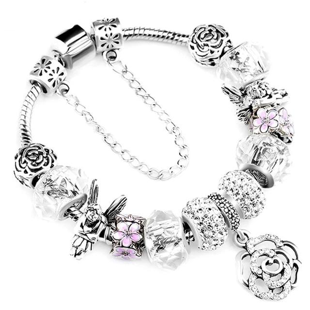 Fashion Silver Charms Beaded Bracelet