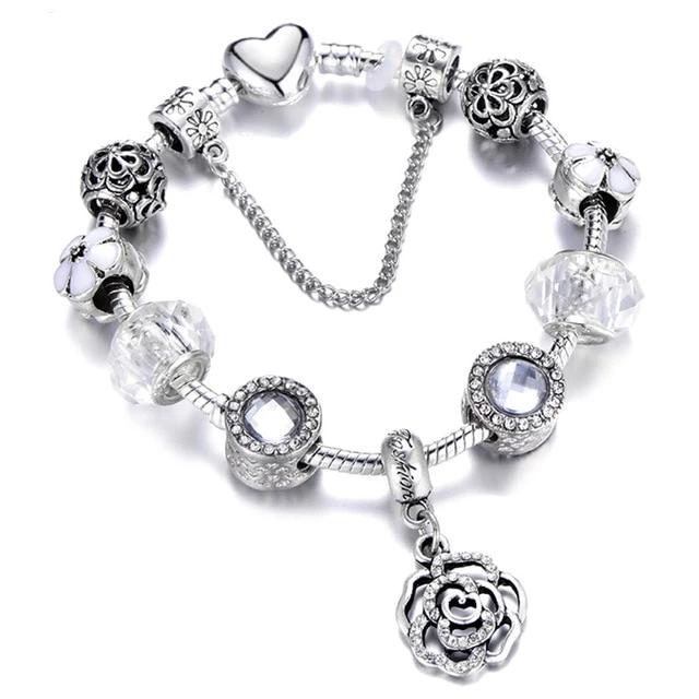 Fashion Silver Charms Beaded Bracelet