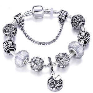 Fashion Silver Charms Beaded Bracelet