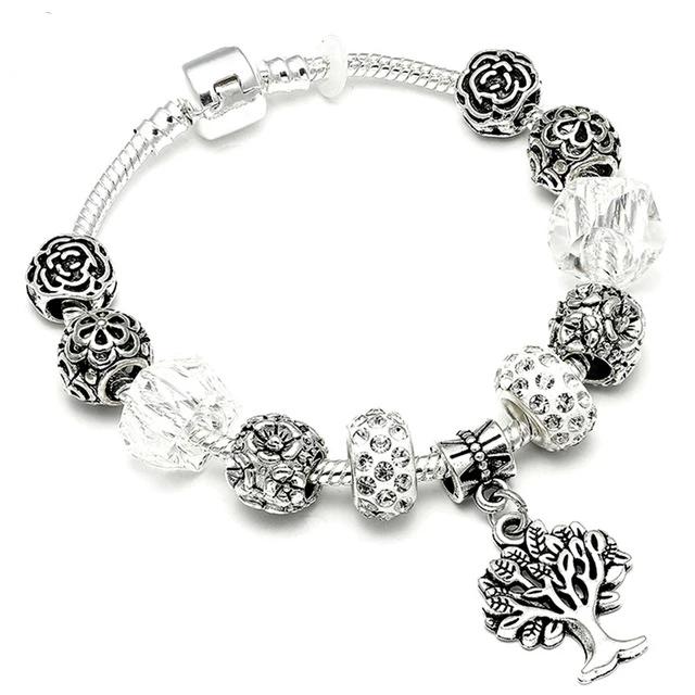 Fashion Silver Charms Beaded Bracelet