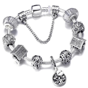 Fashion Silver Charms Beaded Bracelet