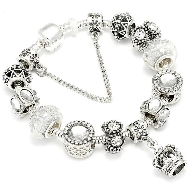 Fashion Silver Charms Beaded Bracelet