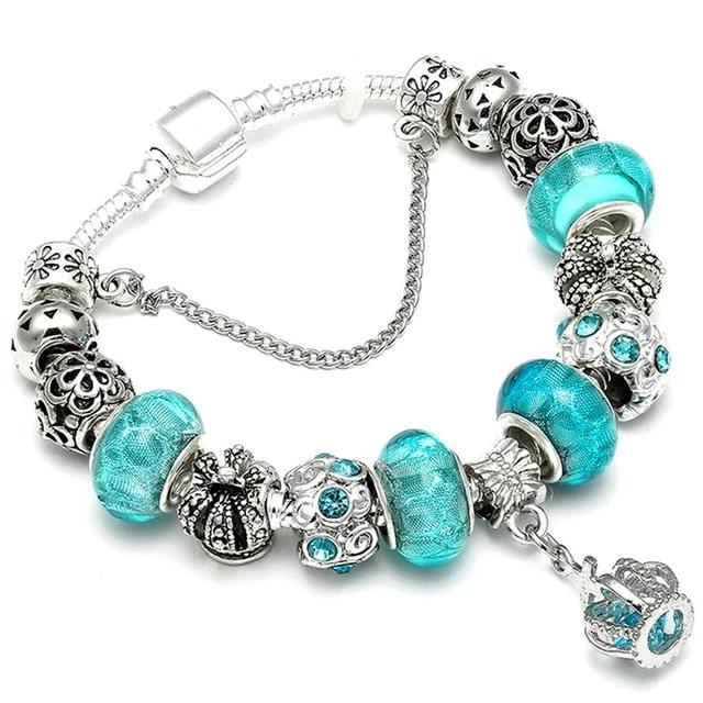 Fashion Silver Charms Beaded Bracelet