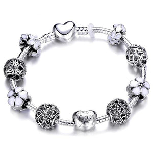 Fashion Silver Charms Beaded Bracelet