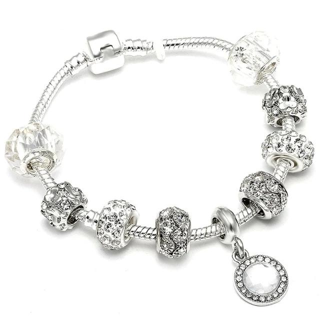 Fashion Silver Charms Beaded Bracelet