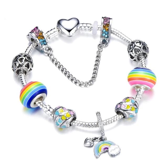 Fashion Silver Charms Beaded Bracelet