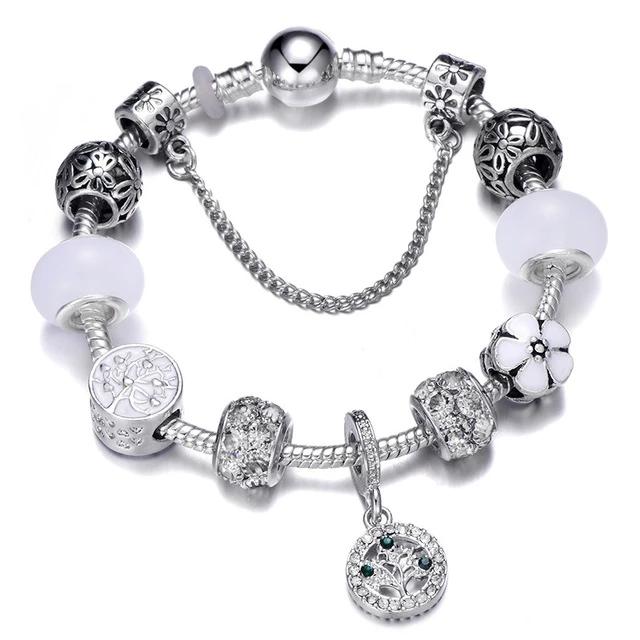 Fashion Silver Charms Beaded Bracelet