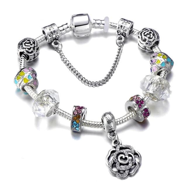 Fashion Silver Charms Beaded Bracelet