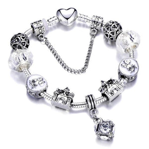 Fashion Silver Charms Beaded Bracelet