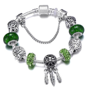 Fashion Silver Charms Beaded Bracelet