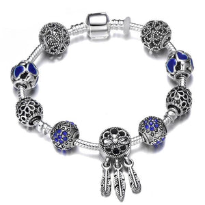 Fashion Silver Charms Beaded Bracelet