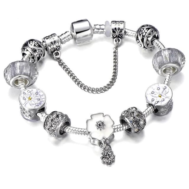 Fashion Silver Charms Beaded Bracelet