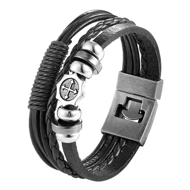 2020 New Fashion Anchor Multi-layer Leather Bracelet