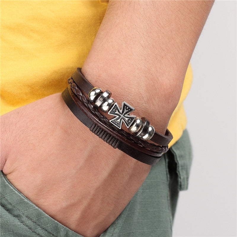 2020 New Fashion Anchor Multi-layer Leather Bracelet