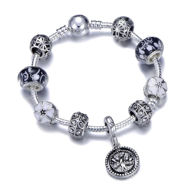 Fashion Silver Charms Beaded Bracelet