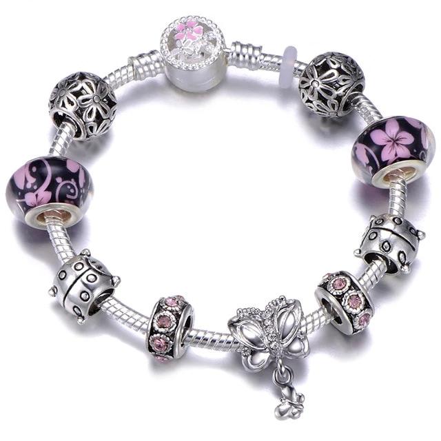 Fashion Silver Charms Beaded Bracelet