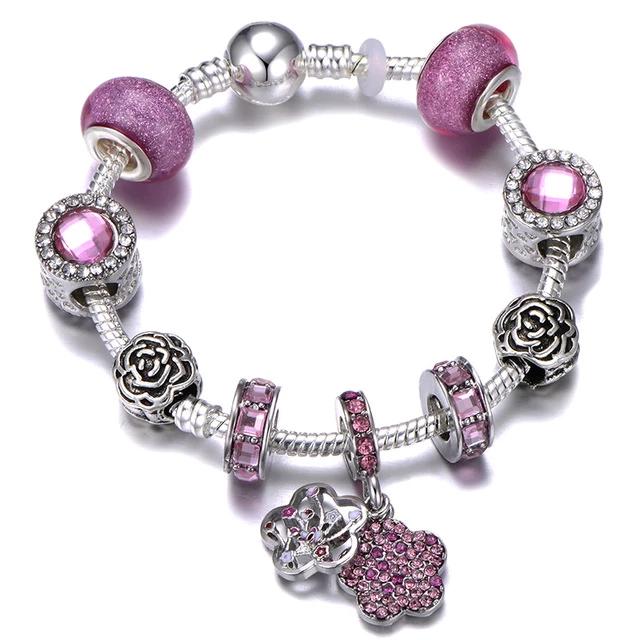 Fashion Silver Charms Beaded Bracelet