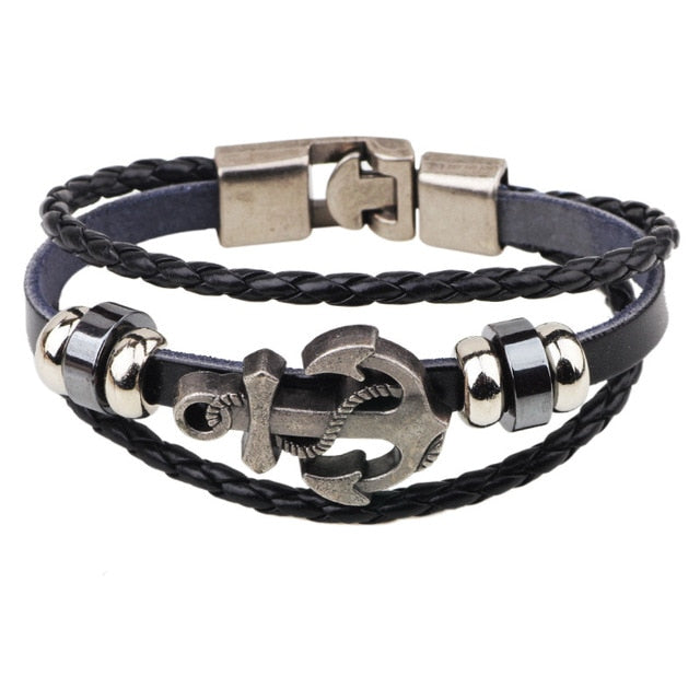 2020 New Fashion Anchor Multi-layer Leather Bracelet