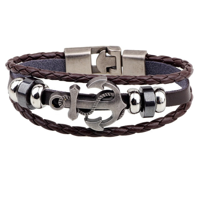 2020 New Fashion Anchor Multi-layer Leather Bracelet