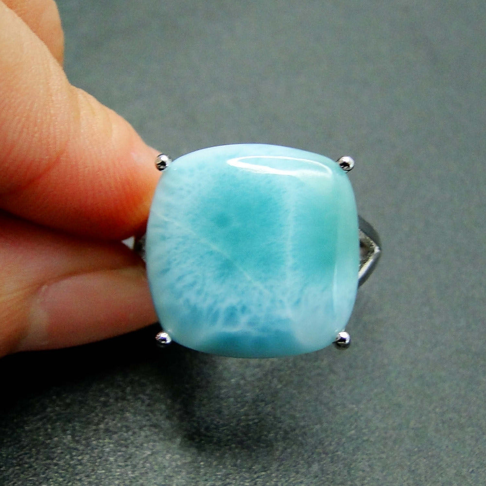 925 Sterling Silver Real Larimar Gemstone Fine Jewelry