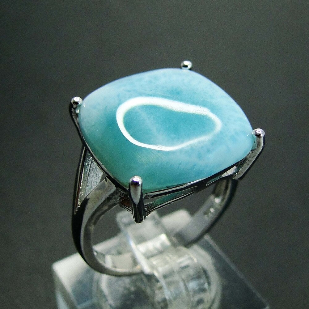 925 Sterling Silver Real Larimar Gemstone Fine Jewelry