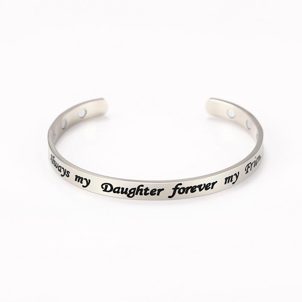 Daughter Love Stainless Steel Bangle Bracelets