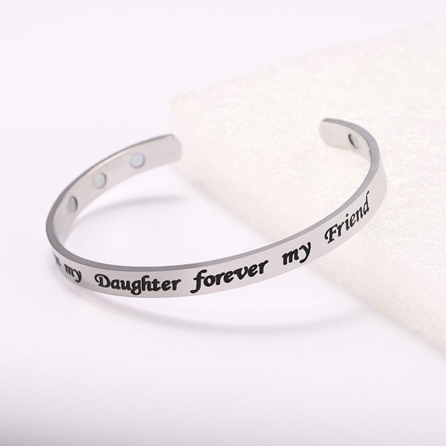 Daughter Love Stainless Steel Bangle Bracelets