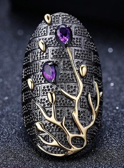 Handmade Natural Amethyst Gemstones 925 Sterling Silver Ring