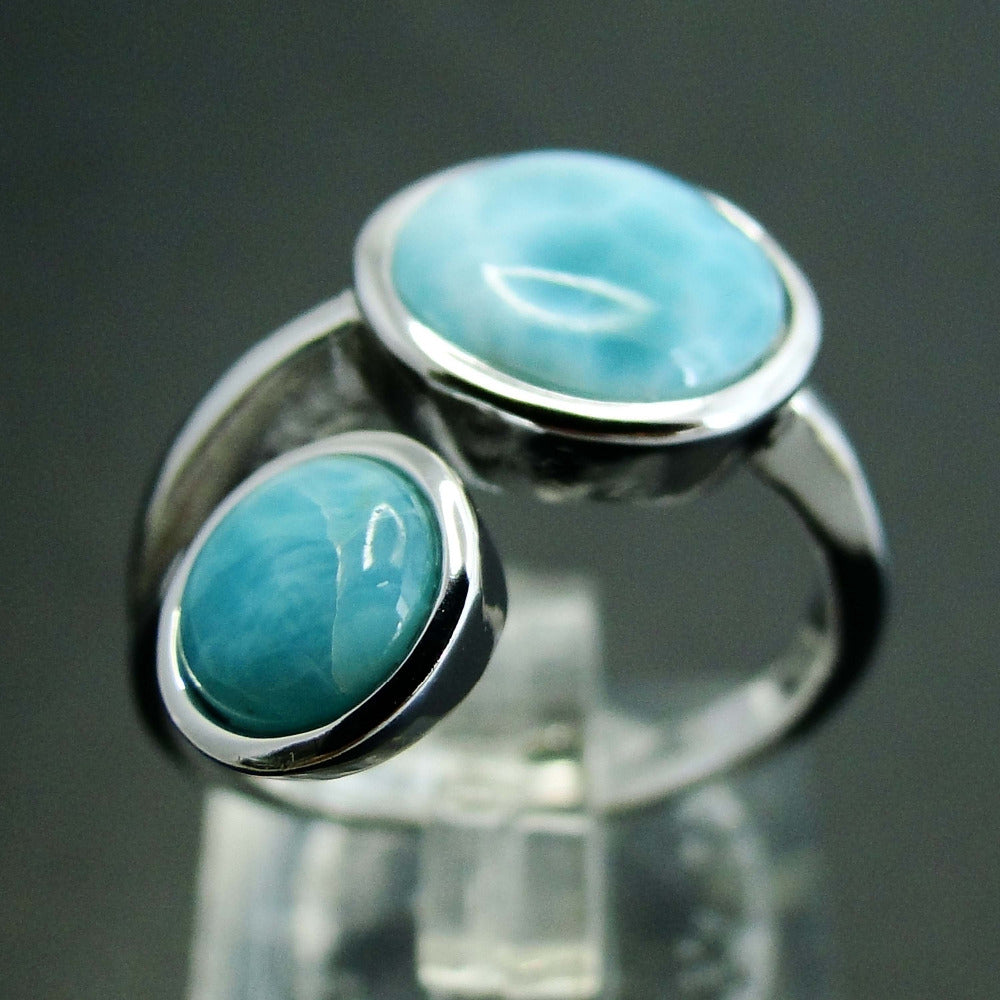 Natural Larimar Rings Antique Designs  Silver Rings