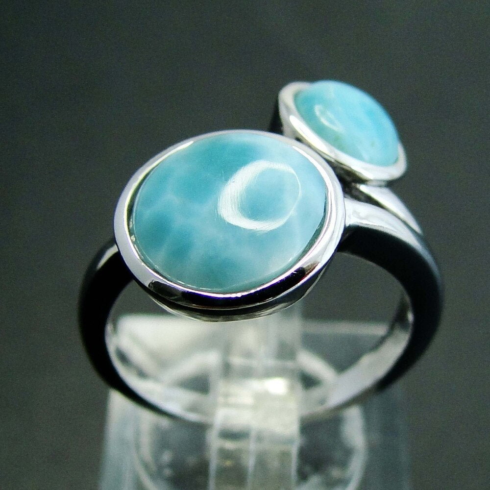 Natural Larimar Rings Antique Designs  Silver Rings