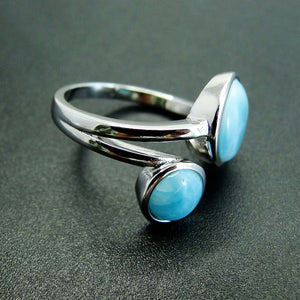 Natural Larimar Rings Antique Designs  Silver Rings