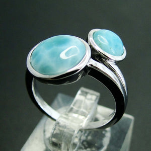 Natural Larimar Rings Antique Designs  Silver Rings