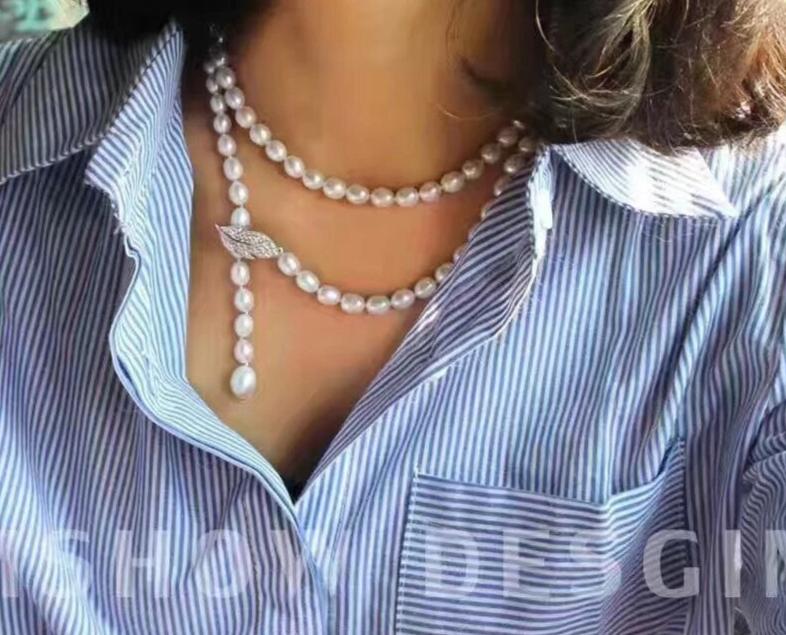 Cultured Natural Freshwater Pearl Necklace 925 silver