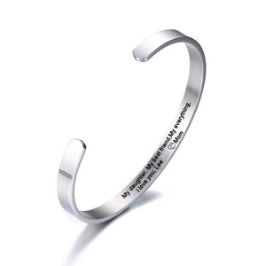 Daughter Silver Stainless Steel Cuff Bangle Bracelet