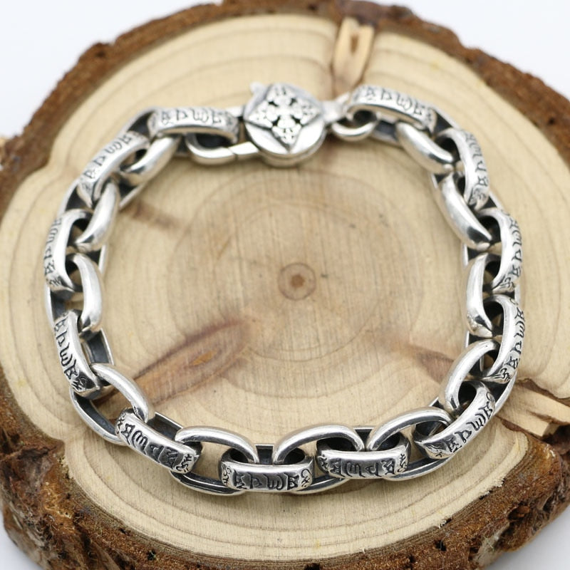 Authentic S925 Sterling Silver Unisex Retro Words Bracelets