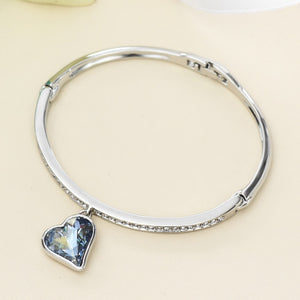 Crystal & Rhinestone Love Charm Bangle Bracelet