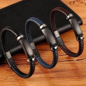 New Luxury Stainless Steel Genuine Leather Bracelets