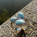 Antique Design Natural Larimar 925 Sterling Silver  Ring